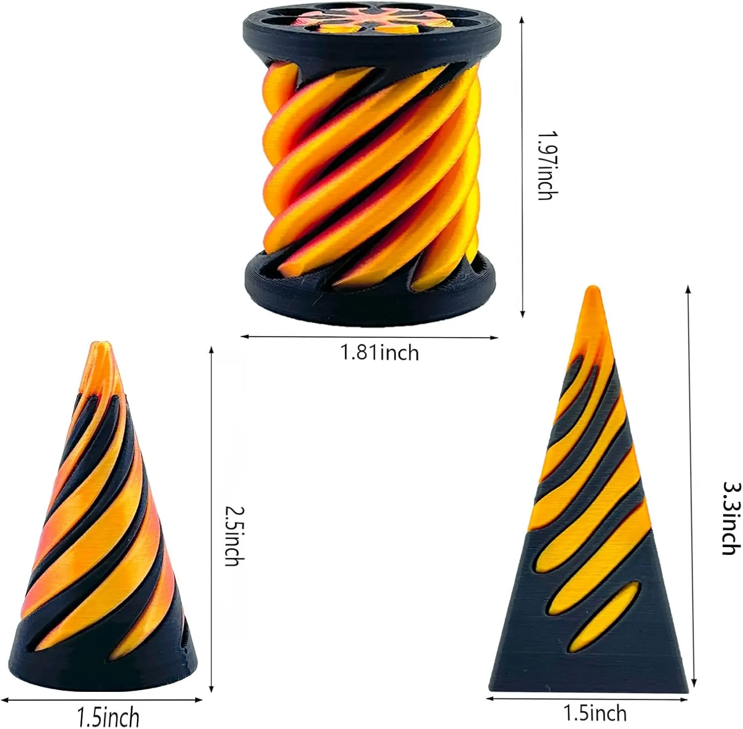 3 Pack Spiral Cone Fidget Toy, Pyramid Passthrough Sculpture, Mini Cones Pass Through Pyramid Fidget Toy for Stress and Anxiety Relief (Pink)