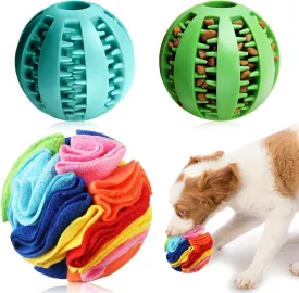 3 Pcs Puppy Chew Toys Snuffle Mat Dog Puzzle Toys Dog Treat Balls to Keep Them Busy Pet Interactive Foraging Training Ball for Small Medium Breed Teething Cleaning Intellect Training