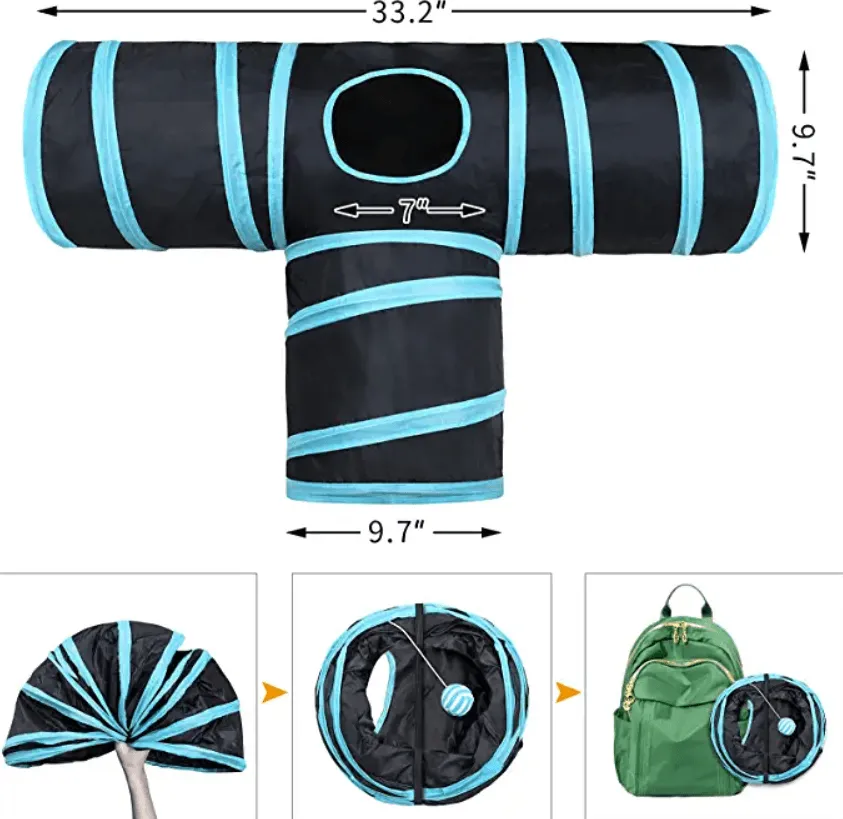 3 Way Tunnel Tube Toy for Indoor Cats - T-Shape