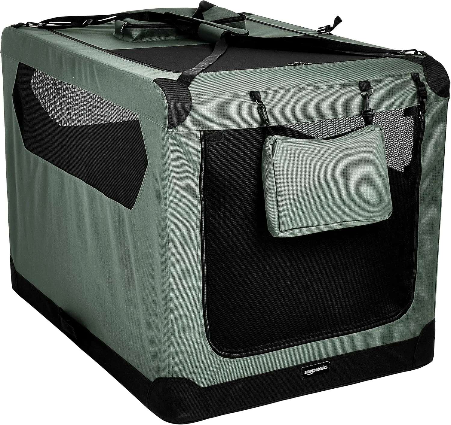 Amazon Basics Folding Portable Soft Pet Dog Crate Carrier Kennel, 42 x 31 x 31 inches, Grey