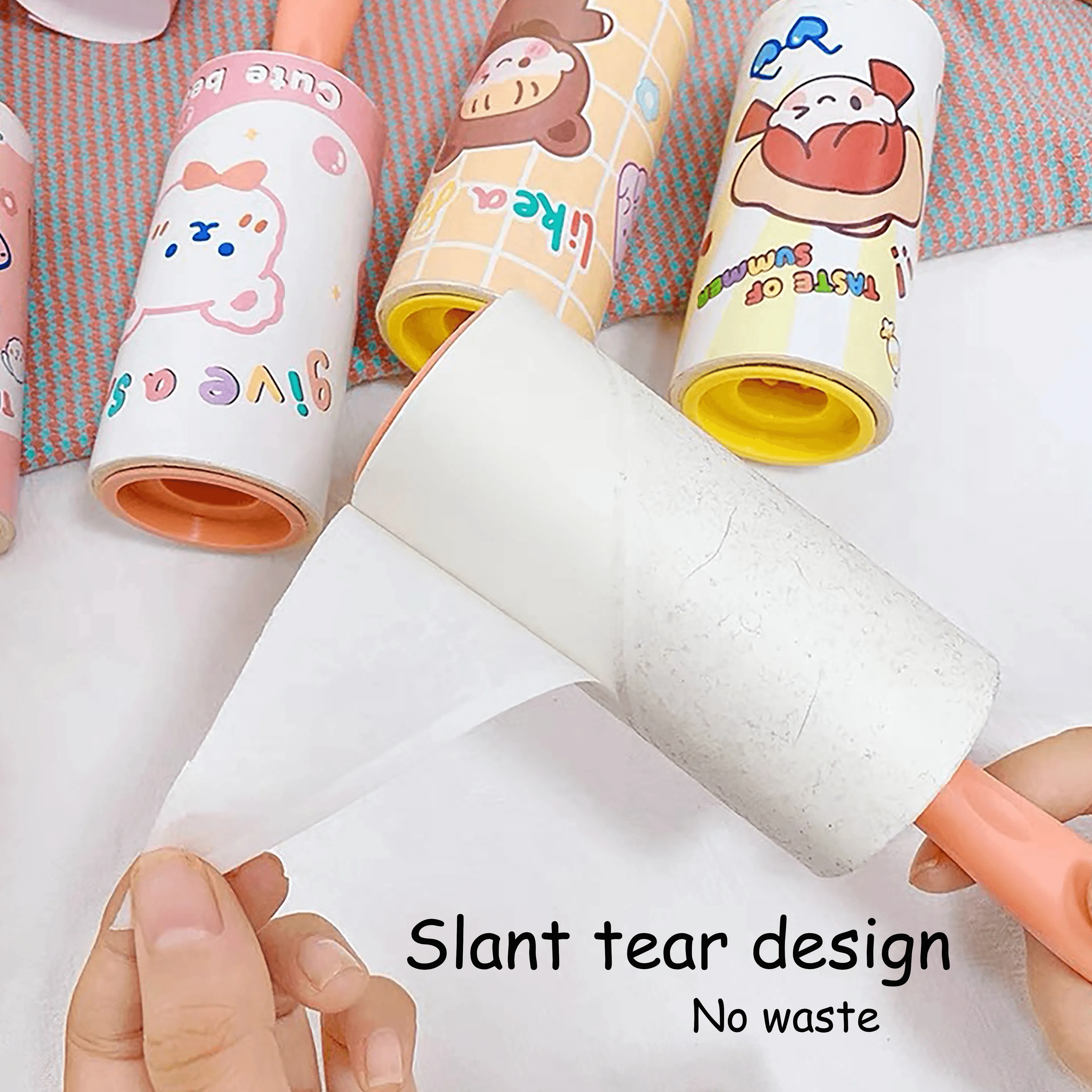 Anime Cartoon Removal Slant Tear Sticker Cleaner Tape Lint Roller for Carpet Clothes 60 Pcs