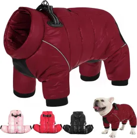 AOFITEE Dog Coat: Warm Waterproof Dogsnowsuit with Zip-up Fleece Vest, Reflective Striped Dog Jacket for Cold Weather, Windproof Apparel for Small Dogs 2XL