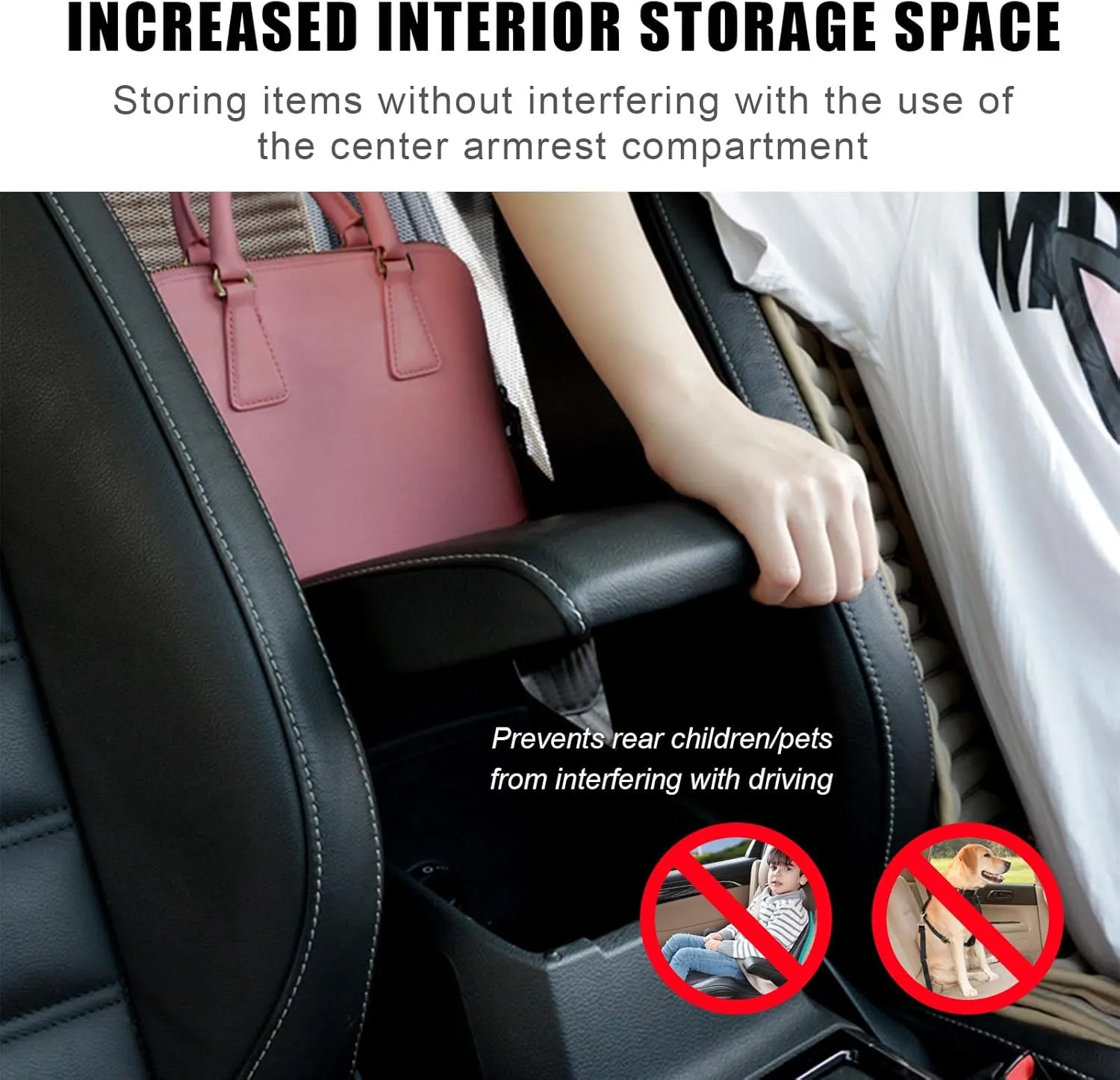 Augeny Car Net Pocket Handbag Holder, Large Capacity Auto Seat Back Mesh Pocket Organizer, Vehicle Driver Storage Netting Pouch for Purse, Document, Barrier of Backseat Pet Kid (Black, Normal)