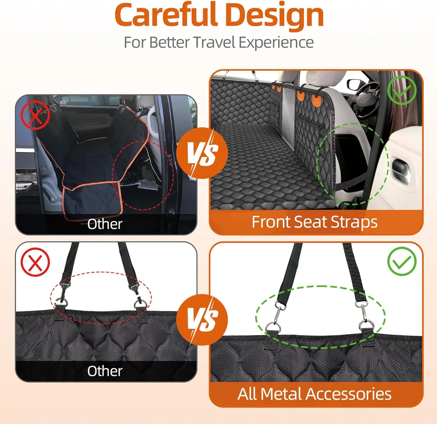 Back Seat Extender for Dogs- Holds 400LBS, Dog Car Seat Cover for Backseat Hard Bottom 100% Waterproof Non-Slip Scratch Resistant Dog Hammock for Car SUVs, Universal Size -Premium Black