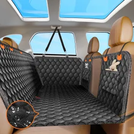 Back Seat Extender for Dogs- Holds 400LBS, Dog Car Seat Cover for Backseat Hard Bottom 100% Waterproof Non-Slip Scratch Resistant Dog Hammock for Car SUVs, Universal Size -Premium Black