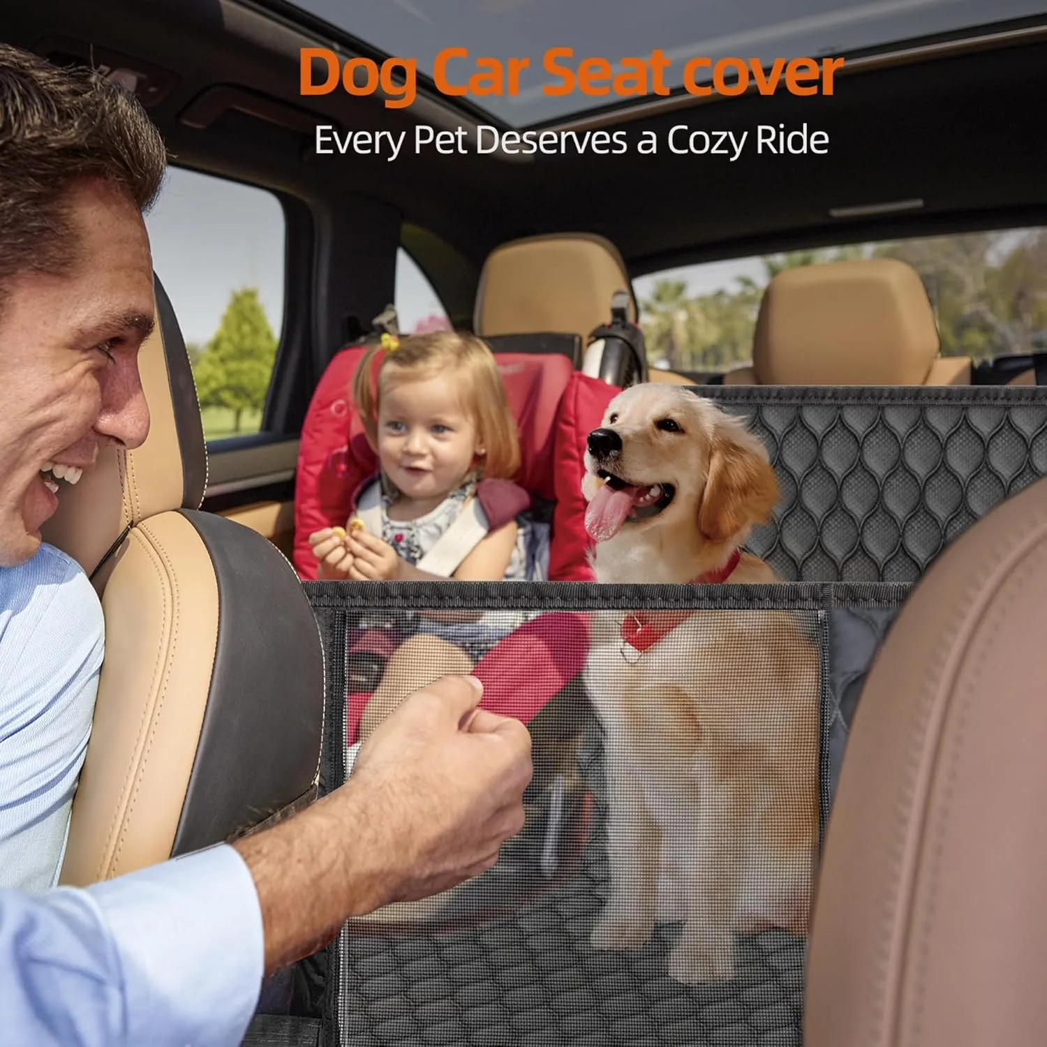 Back Seat Extender for Dogs- Holds 400LBS, Dog Car Seat Cover for Backseat Hard Bottom 100% Waterproof Non-Slip Scratch Resistant Dog Hammock for Car SUVs, Universal Size -Premium Black