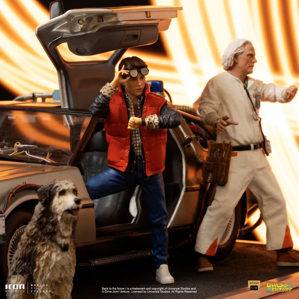 Back To The Future Art Scale Statue 1/10 Delorean Full Set 23 Cm