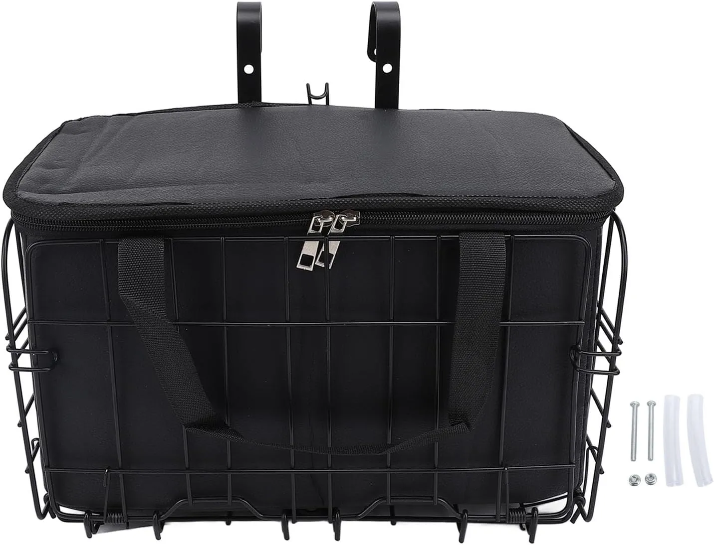 Bike Front Basket with Removable Liner Bag, Large Iron Mountain Bike Basket with Handles, for Carrying Pets Fruit Grocery