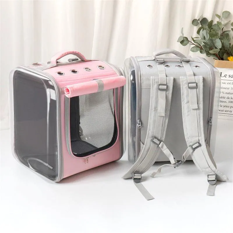 Breathable Bubble Cat Carrier Backpack - Portable Travel Outdoor Shoulder Bag For Small Dogs And Cats by Dog Hugs Cat