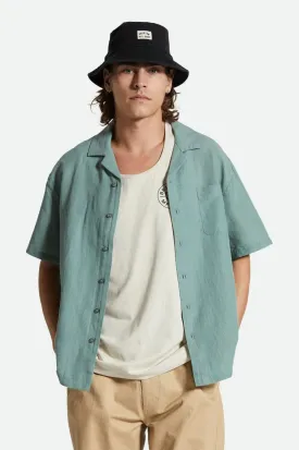 Bunker Linen Blend S/S Camp Collar Woven Shirt - Chinois Green