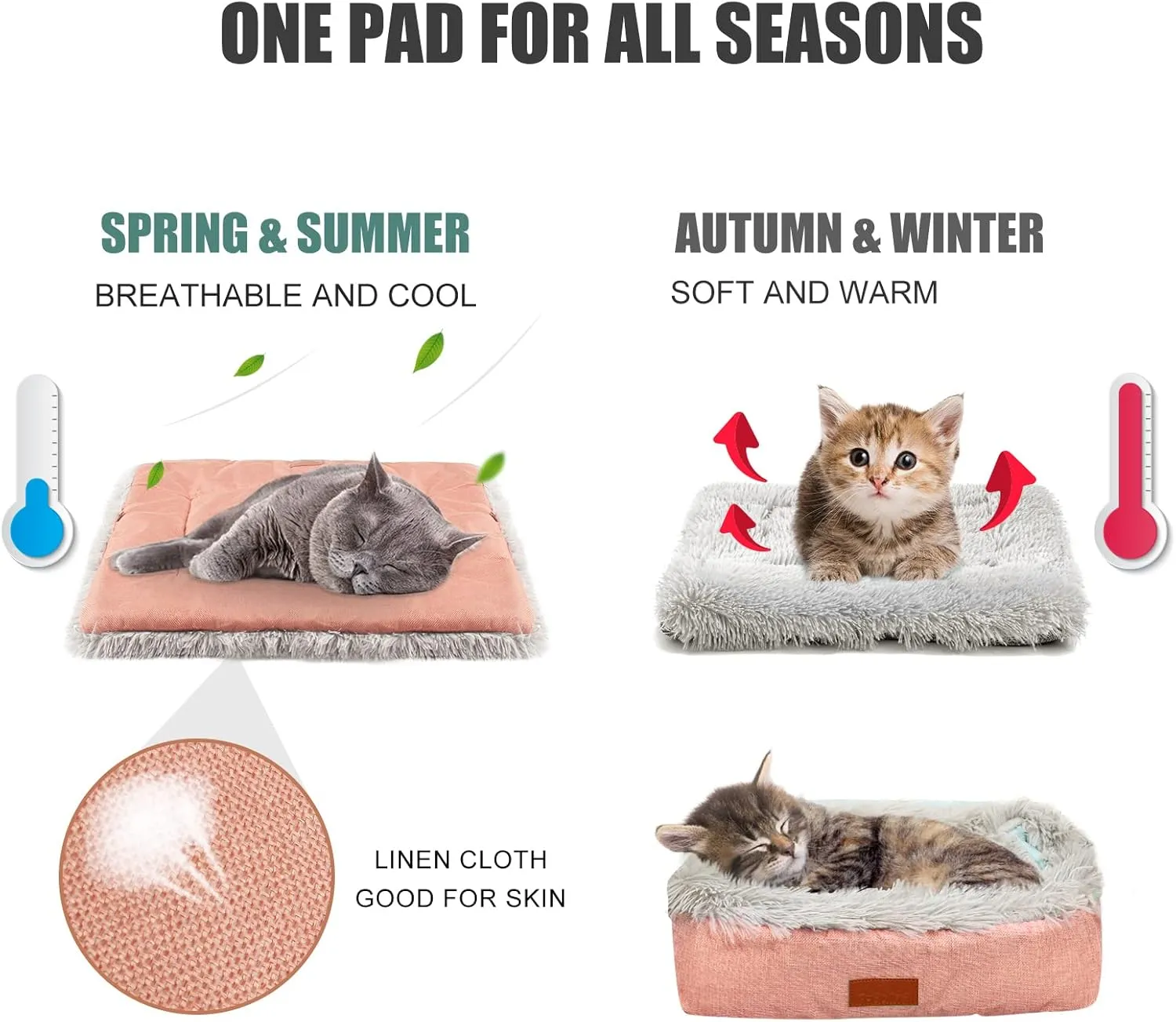 Cat Bed Heated Dog Bed Self Warming Self Heating Small Cat Dog Bed, Extra Warm Thermal Pet Pad for Indoor Outdoor Pets, Calming Dog Crate Bed Pet Mat, 24x20inch