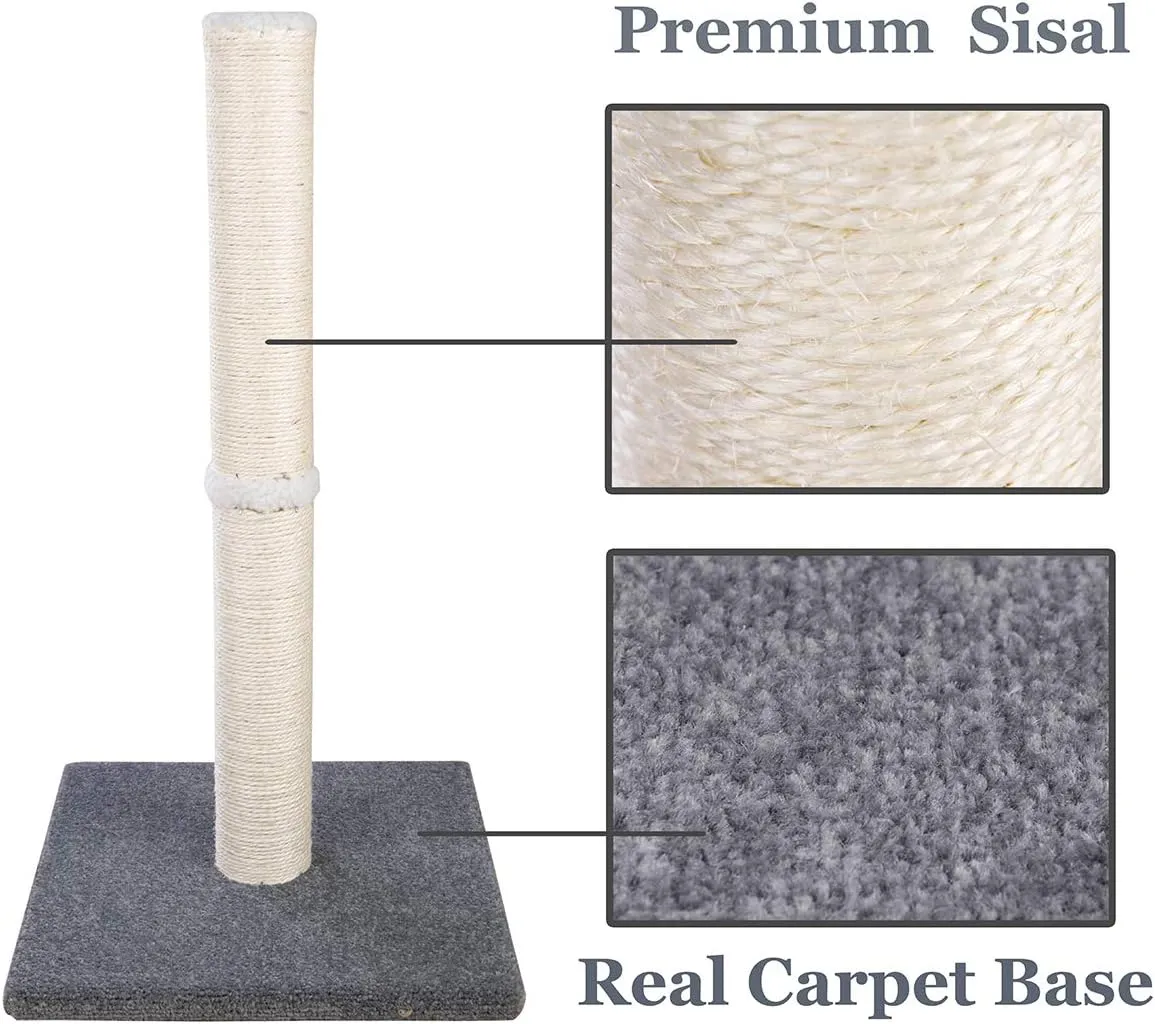Cat Scratching Post Carpet, Tall Big Sisal Rope Cat Scratch Pole for Cats and Kittens, Stable Carpeted Heavy Base (Blue/Grey)