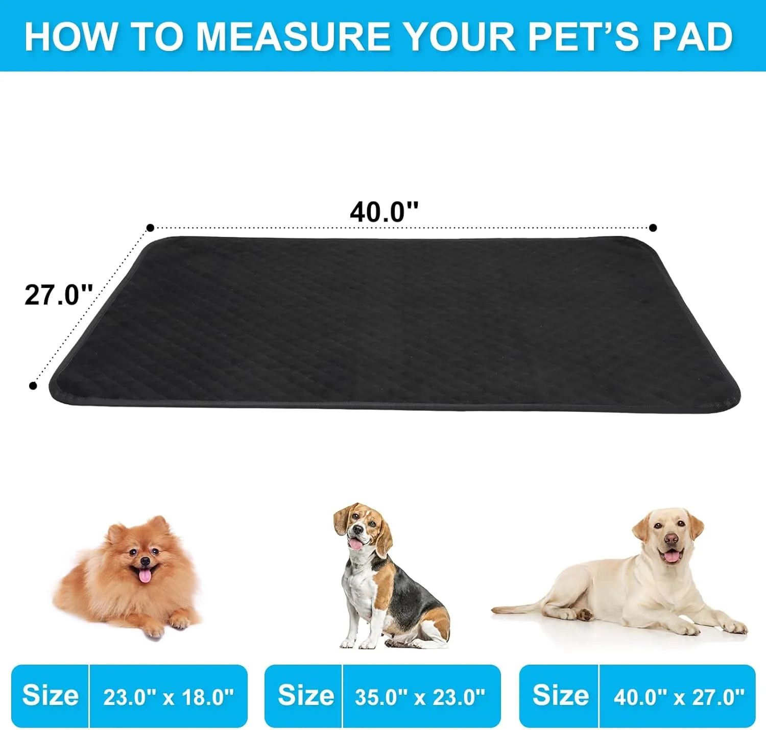 Chew Proof Dog Crate Bed Pad, Enhanced Quilted Indestructible Dog Kennel Pad for Aggressive Chewers, Washable Dogs Mat for Crate, Water Resistant Kennel Pads for Teething Puppy (Black, 40"x27")