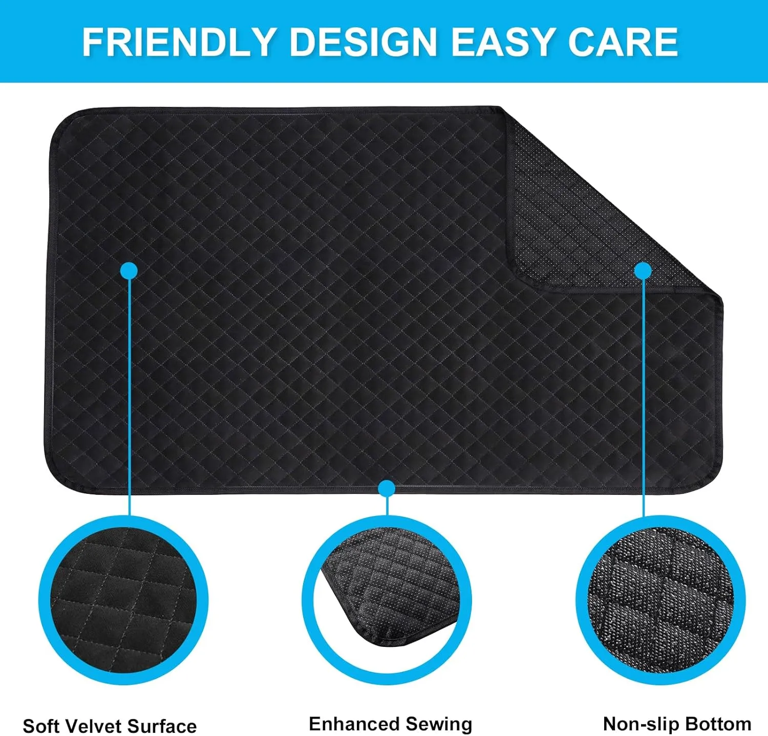 Chew Proof Dog Crate Bed Pad, Enhanced Quilted Indestructible Dog Kennel Pad for Aggressive Chewers, Washable Dogs Mat for Crate, Water Resistant Kennel Pads for Teething Puppy (Black, 40"x27")
