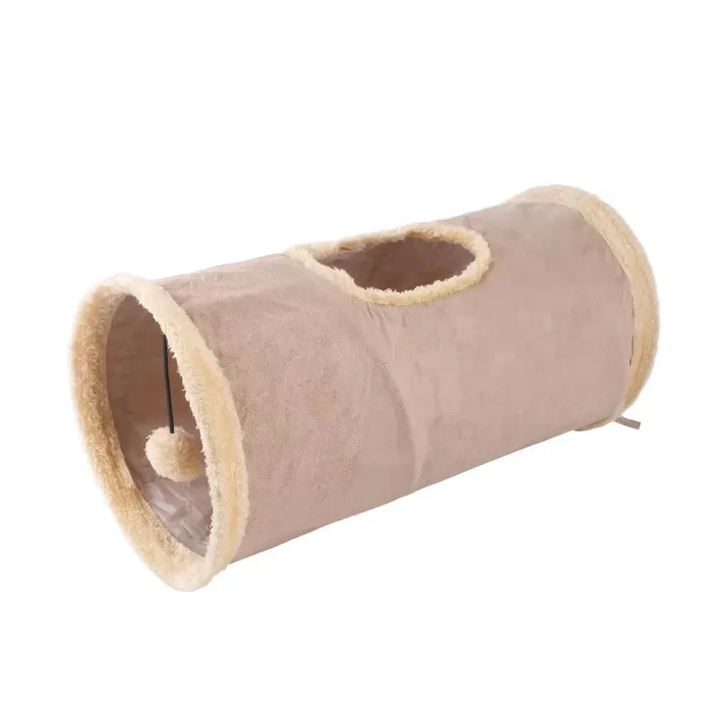 Collapsible Winter Suede Cat Tunnel for Pets – Interactive Hide and Play Toy for Kittens, Puppies, and Rabbits