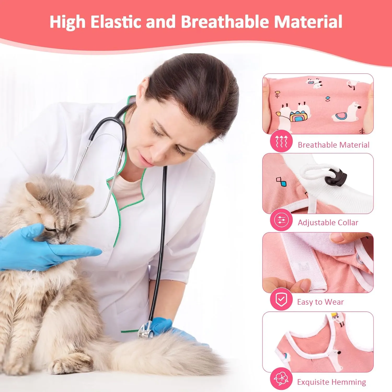 Coppthinktu 2 PCS Cat Recovery Suit for Spay Abdominal Wounds Cat Onesie for Cats After Surgery Recovery Suit Female Breathable E-Collar Alternative Kitten Onesie Anti Licking (Small)