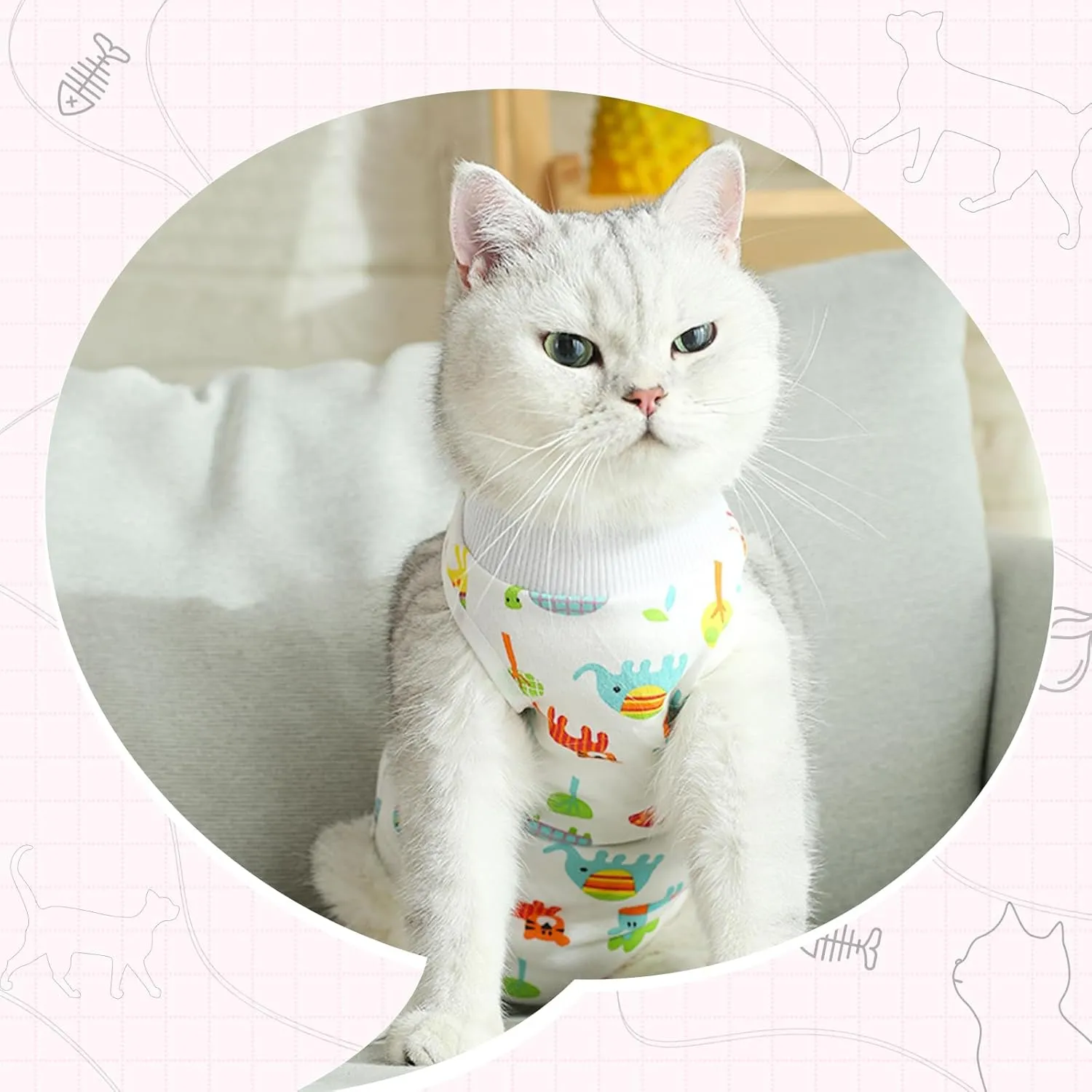 Coppthinktu 2 PCS Cat Recovery Suit for Spay Abdominal Wounds Cat Onesie for Cats After Surgery Recovery Suit Female Breathable E-Collar Alternative Kitten Onesie Anti Licking (Small)