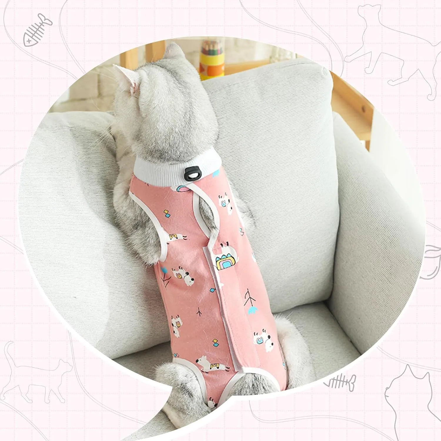 Coppthinktu 2 PCS Cat Recovery Suit for Spay Abdominal Wounds Cat Onesie for Cats After Surgery Recovery Suit Female Breathable E-Collar Alternative Kitten Onesie Anti Licking (Small)
