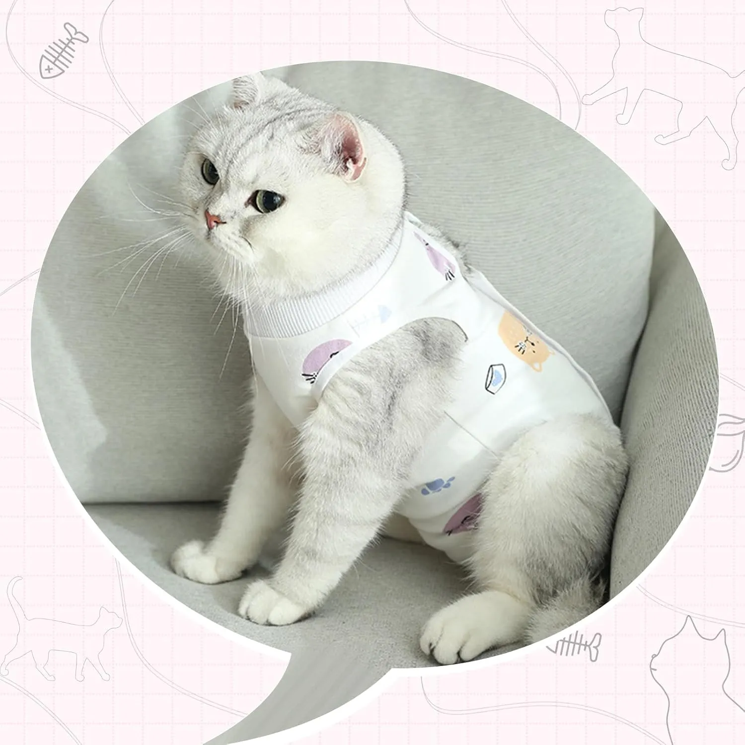 Coppthinktu 2 PCS Cat Recovery Suit for Spay Abdominal Wounds Cat Onesie for Cats After Surgery Recovery Suit Female Breathable E-Collar Alternative Kitten Onesie Anti Licking (Small)