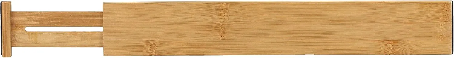 Cortesi Home Traci Natural Bamboo Spring Loaded Adjustable Drawer Dividers, Set of 4, Brown