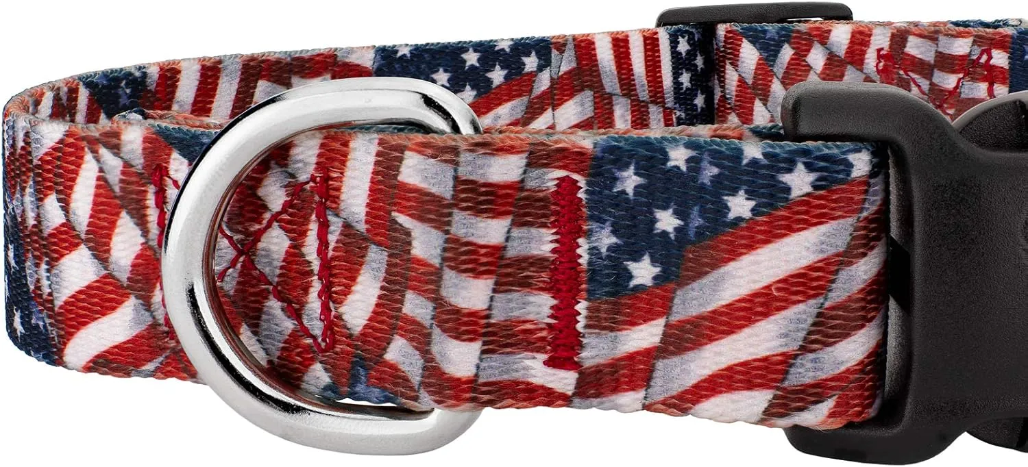 Country Brook Petz 1 Inch Deluxe Adjustable Dog Collar for Small, Medium, Large Breeds - Americana Collection with Patriotic Designs (Patriotic Tribute, Extra Large)
