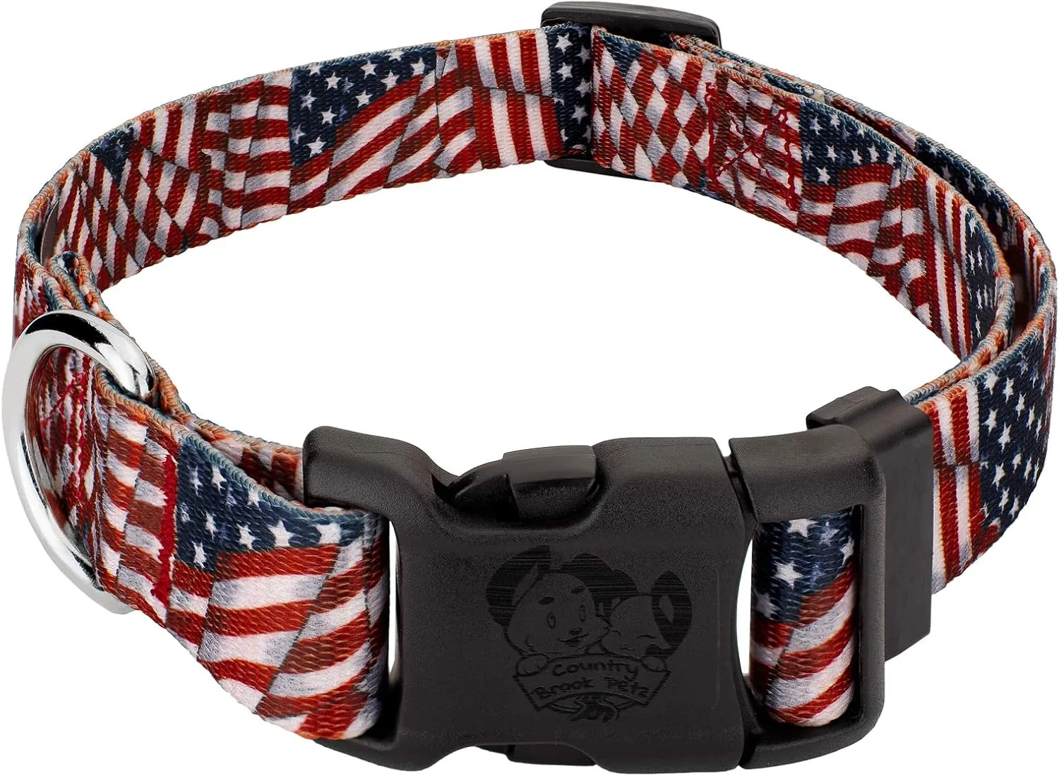 Country Brook Petz 1 Inch Deluxe Adjustable Dog Collar for Small, Medium, Large Breeds - Americana Collection with Patriotic Designs (Patriotic Tribute, Extra Large)
