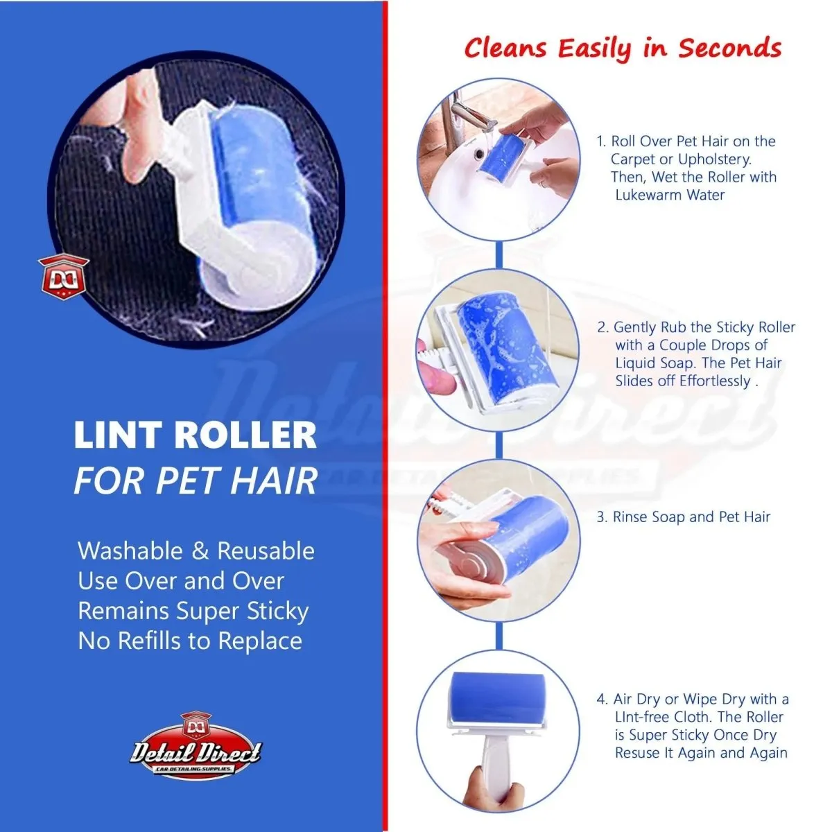 DETAIL DIRECT Pet Hair Remover and Lint Roller