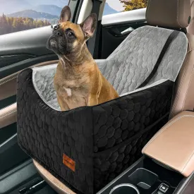 Dog Car Seat for Small/Medium Dogs, Memory Foam Dog Booster Seat, Travel Safety Per Car Seat with Washable Removable Cover, Storage Pockets, up to 35 lbs(BlackGray)