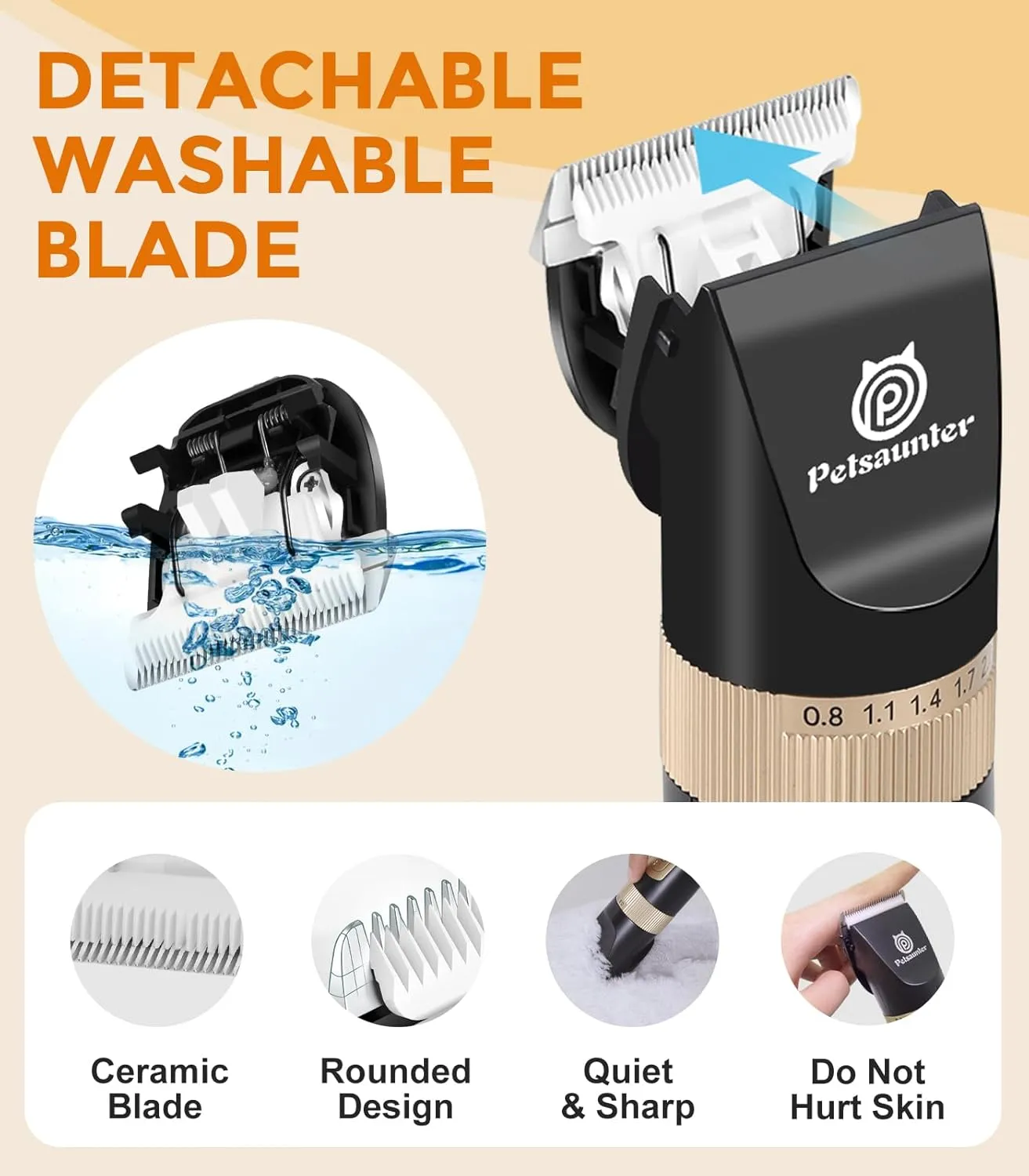 Dog Clippers for Grooming, 4-Speed & LCD, Low Noise Electric Trimmer for Grooming, Cordless Rechargeable Dog Hair Clippers, Super Quiet for Pets with Thick or Heavy Coats(C95)
