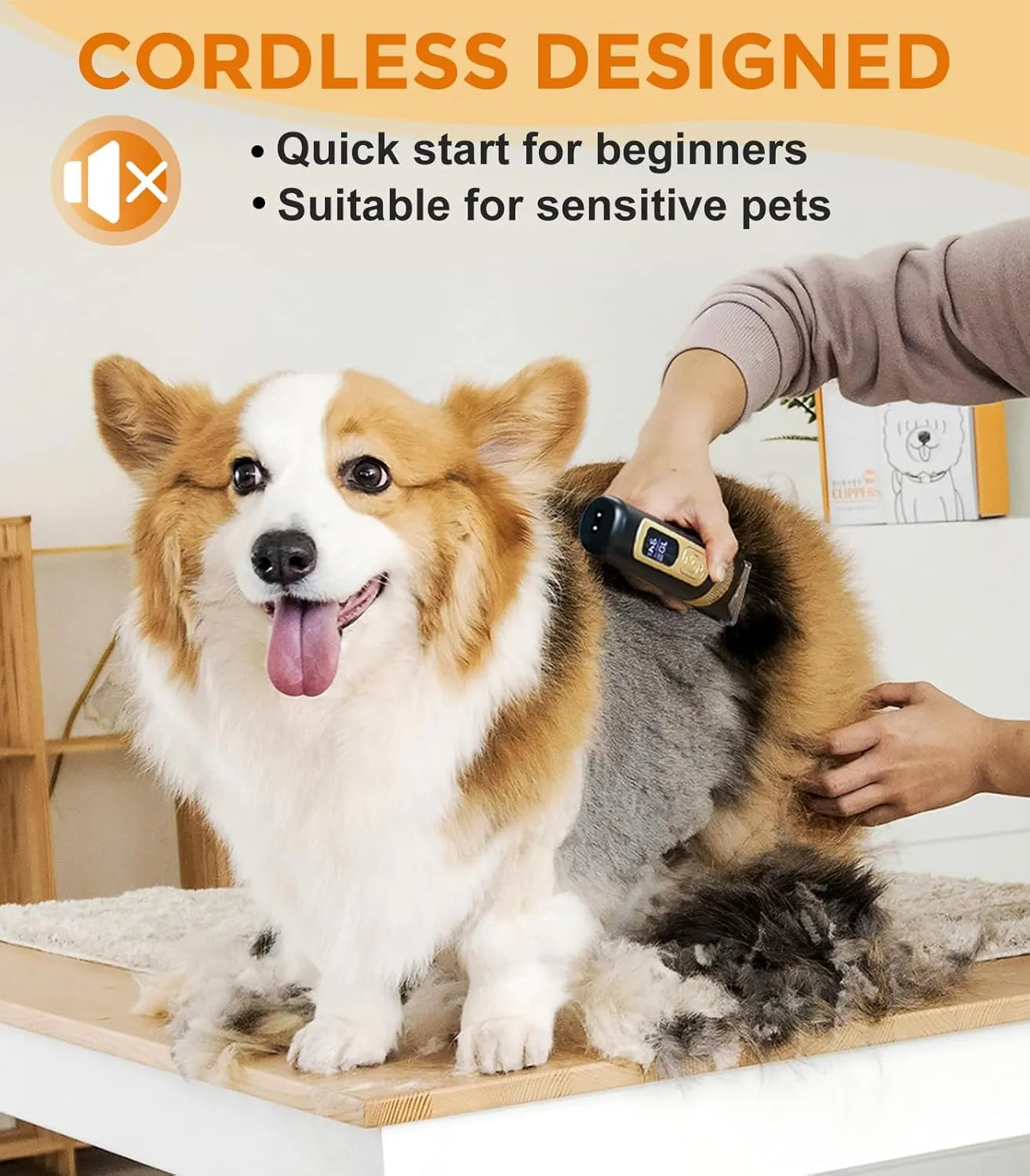Dog Clippers for Grooming, 4-Speed & LCD, Low Noise Electric Trimmer for Grooming, Cordless Rechargeable Dog Hair Clippers, Super Quiet for Pets with Thick or Heavy Coats(C95)
