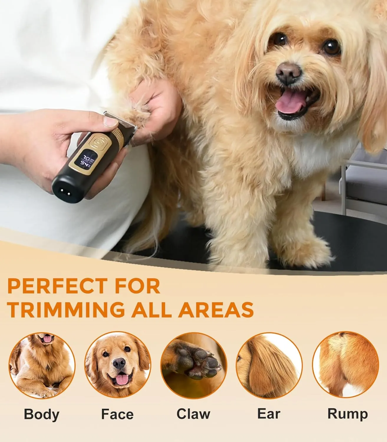 Dog Clippers for Grooming, 4-Speed & LCD, Low Noise Electric Trimmer for Grooming, Cordless Rechargeable Dog Hair Clippers, Super Quiet for Pets with Thick or Heavy Coats(C95)
