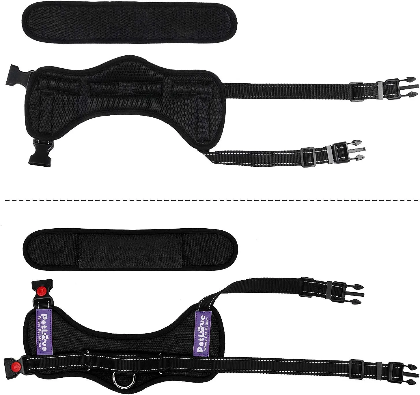 Dog Harness, Adjustable Soft Leash Padded No Pull Dog Harness for Small Medium Large Dogs, Black