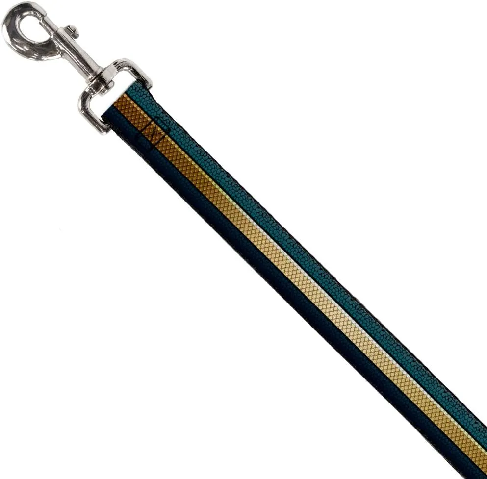 Dog Leash Aquaman Scales Stripe Blues Golds 6 Feet Long 1.5 Inch Wide