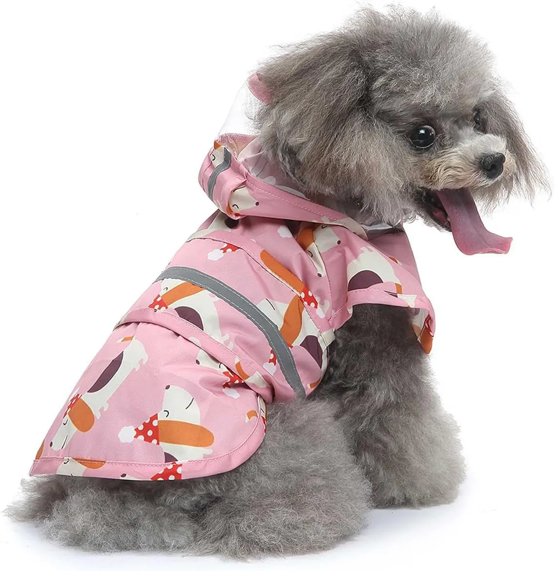 Dog Raincoat Hooded, Reflective Dog Slicker Poncho Adjustable Waterproof Lightweight Rain Jacket for Dogs,Dog,S