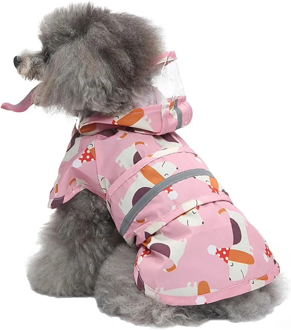 Dog Raincoat Hooded, Reflective Dog Slicker Poncho Adjustable Waterproof Lightweight Rain Jacket for Dogs,Dog,S