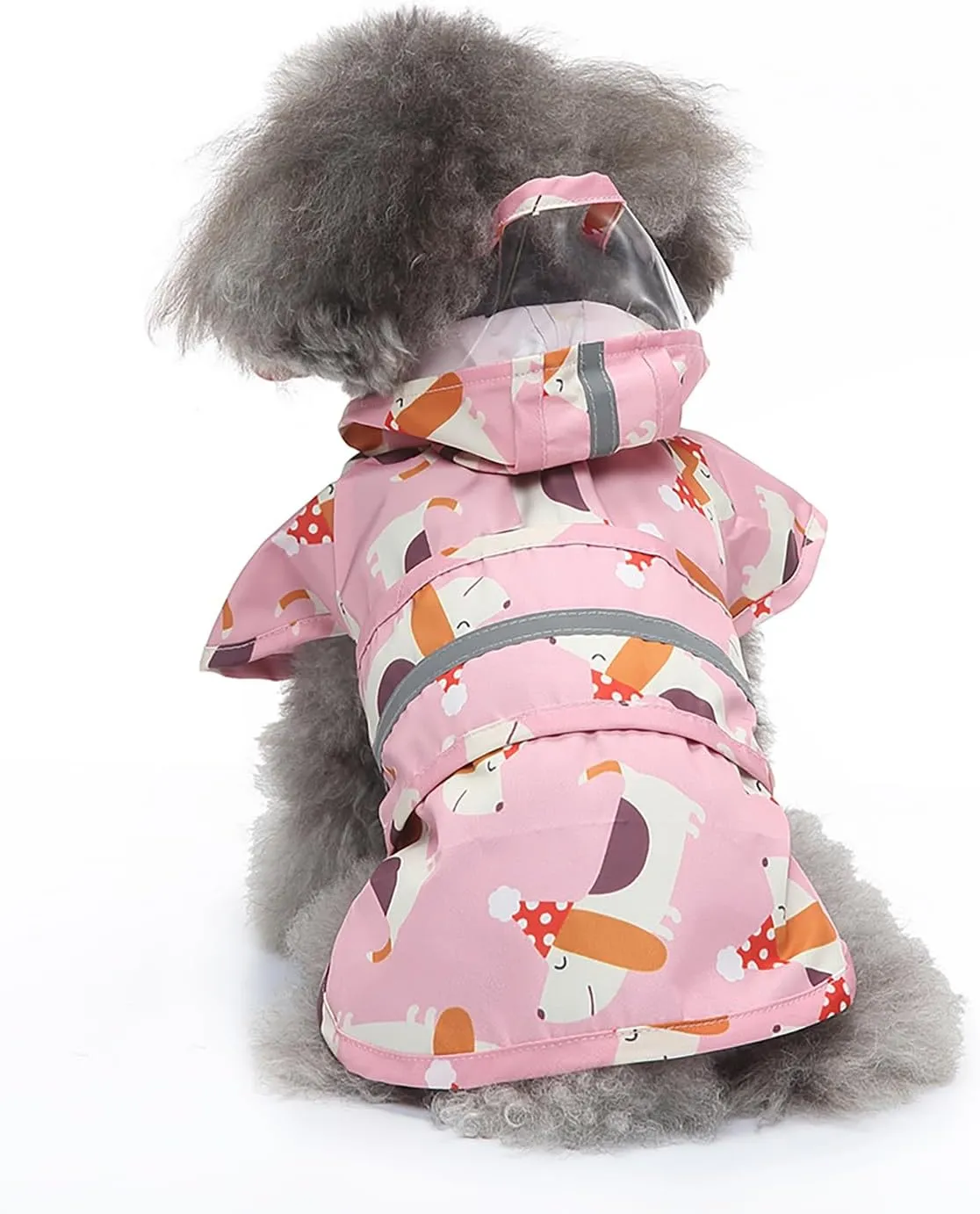 Dog Raincoat Hooded, Reflective Dog Slicker Poncho Adjustable Waterproof Lightweight Rain Jacket for Dogs,Dog,S
