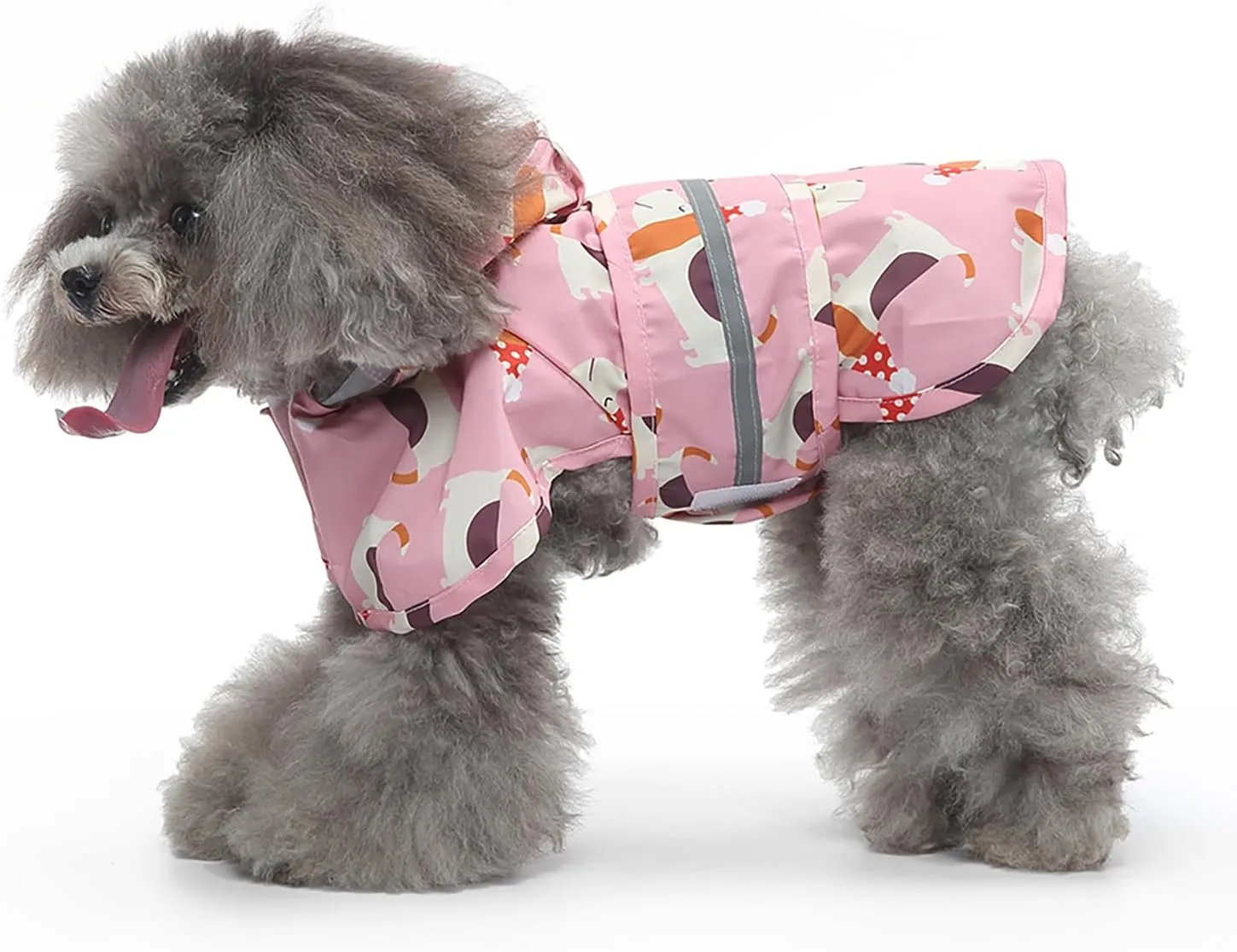 Dog Raincoat Hooded, Reflective Dog Slicker Poncho Adjustable Waterproof Lightweight Rain Jacket for Dogs,Dog,S