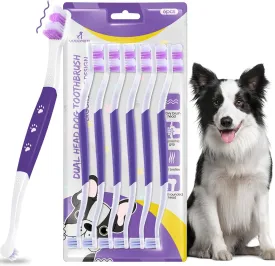 Dog Toothbrush - Dual Head Tooth Brush Newly Upgraded 60 Wavy Brush Head - Surrounds Teeth Like a Cloud for Dental Care and Cleaning - Suitable for Large/Medium and Small Dogs (Small Head End)