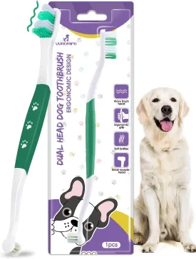 Dog Toothbrush - Dual Head Tooth Brush Newly Upgraded 60 Wavy Brush Head - Surrounds Teeth Like a Cloud for Dental Care and Cleaning - Suitable for Large/Medium and Small Dogs (Small Head End)