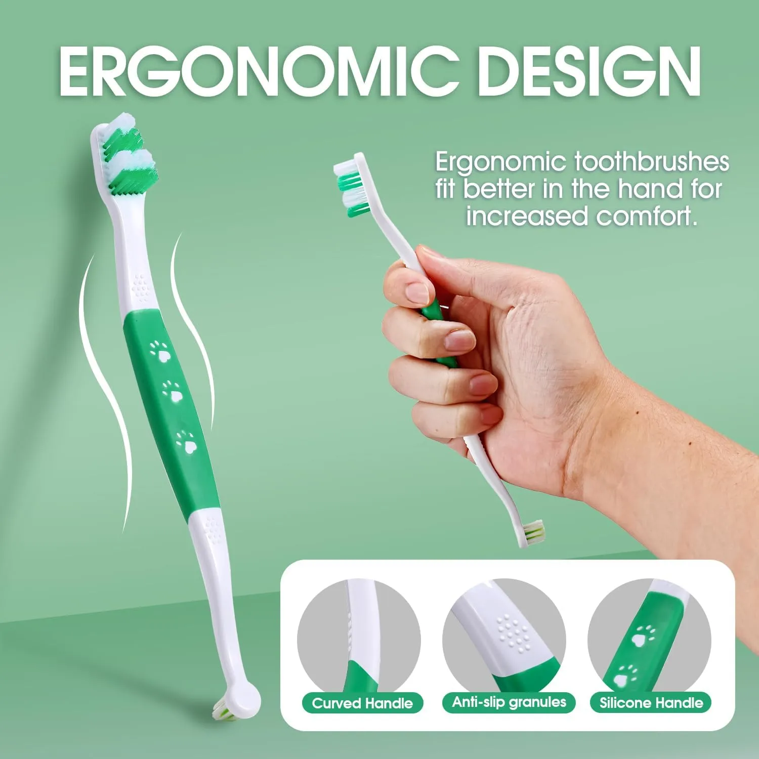 Dog Toothbrush - Dual Head Tooth Brush Newly Upgraded 60 Wavy Brush Head - Surrounds Teeth Like a Cloud for Dental Care and Cleaning - Suitable for Large/Medium and Small Dogs (Small Head End)