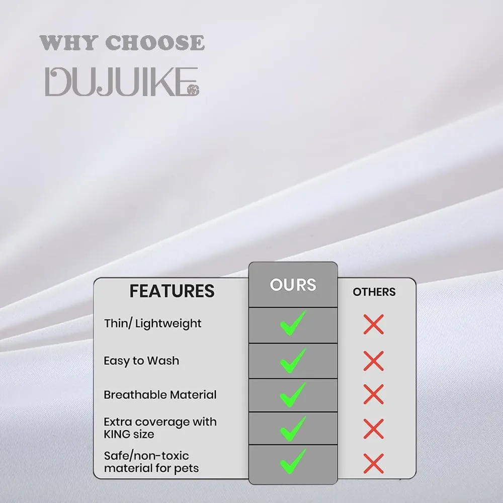 DUJUIKE Waterproof Bed Cover for Dog and Cats,Pet Hair Resistant Bed Sheet Cover, Protective Bed Liner Cover with 100% Waterproof Breathable Thin Fabric (Queen 78 * 90 inch, White)