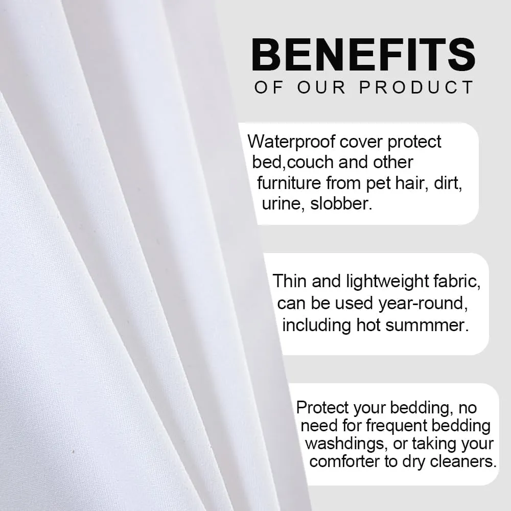 DUJUIKE Waterproof Bed Cover for Dog and Cats,Pet Hair Resistant Bed Sheet Cover, Protective Bed Liner Cover with 100% Waterproof Breathable Thin Fabric (Queen 78 * 90 inch, White)