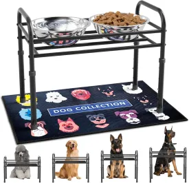 Elevated Dog Bowls for Large Dogs  4 Height Adjustable Raised Stand with 21600ML Stainless Steel Bowls & Non-Slip Mat, Heavy-Duty Metal Frame Dog Feeder for Indoor & Outdoor Use