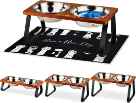 Elevated Dog Bowls with Slow Feeder & Spill-Proof Mat - 2 Stainless Steel Dishes, Raised Dog Bowls for Large & Medium Dogs, 10" Tall