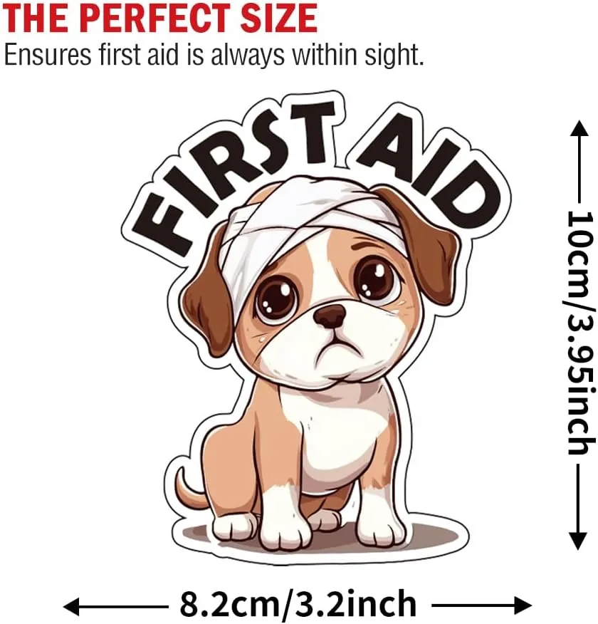 First Aid Decals (4 Pieces), 4 Inches  Strong Adhesive, Durable, Waterproof  Ideal for First Aid Boxes, Emergency Kits, Medical Alert Equipment, and Medical Supplies