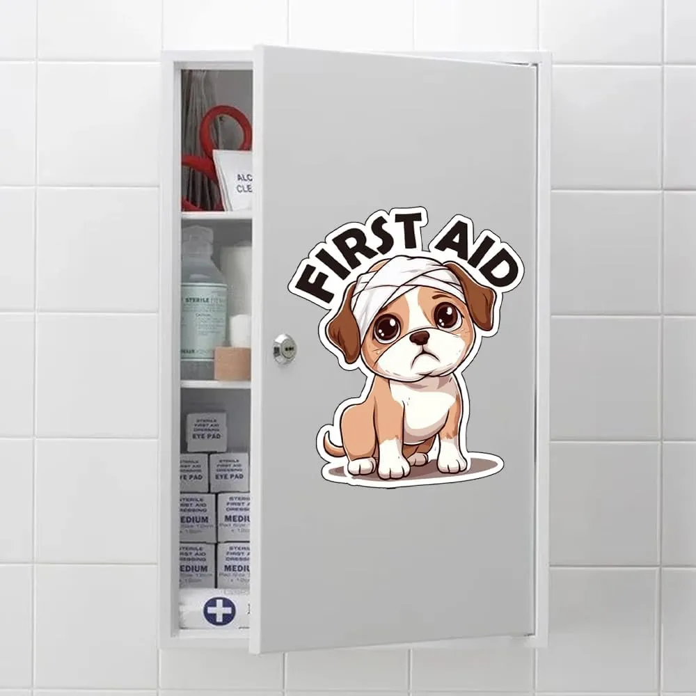First Aid Decals (4 Pieces), 4 Inches  Strong Adhesive, Durable, Waterproof  Ideal for First Aid Boxes, Emergency Kits, Medical Alert Equipment, and Medical Supplies
