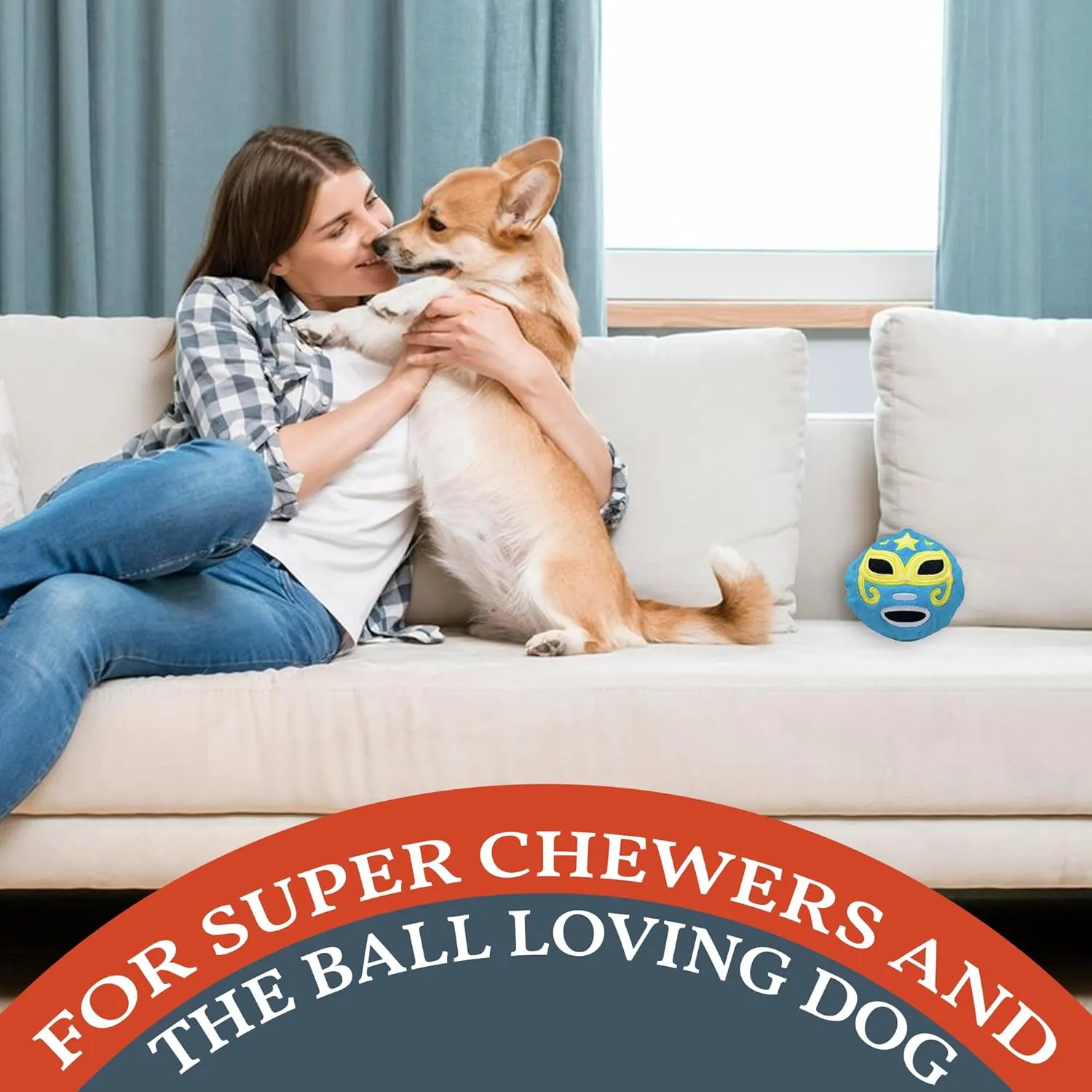 Flourish Pets 2 in 1 Multi-Layer Chew Toy for Active Dogs | Non-Toxic BPA Free Double Stitched Soft Fabric Exterior Dog Toys | Long-Lasting Dog Plush Toys  Lachador 3.5"