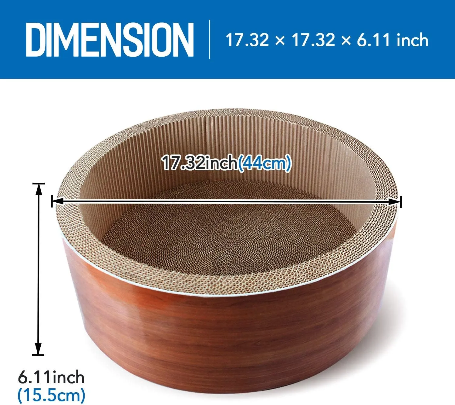 FluffyDream ScratchMe Cat Scratcher Post & Board, Round Cat Scratching Lounge Bed, Durable Pad Prevents Furniture Damage, 17.32'' x 17.32''x 6.11''