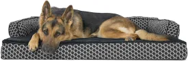 Furhaven Orthopedic Dog Bed for Large Dogs w/ Removable Bolsters & Washable Cover, For Dogs Up to 95 lbs - Plush & Woven Decor Comfy Couch Sofa - Diamond Gray, Jumbo/XL