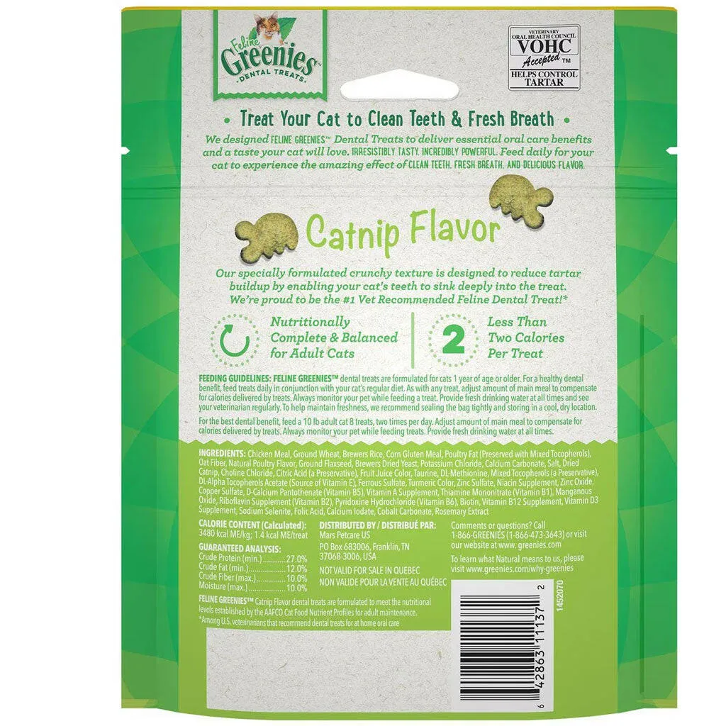 Greenies Feline Catnip Flavor Dental Cat Treats